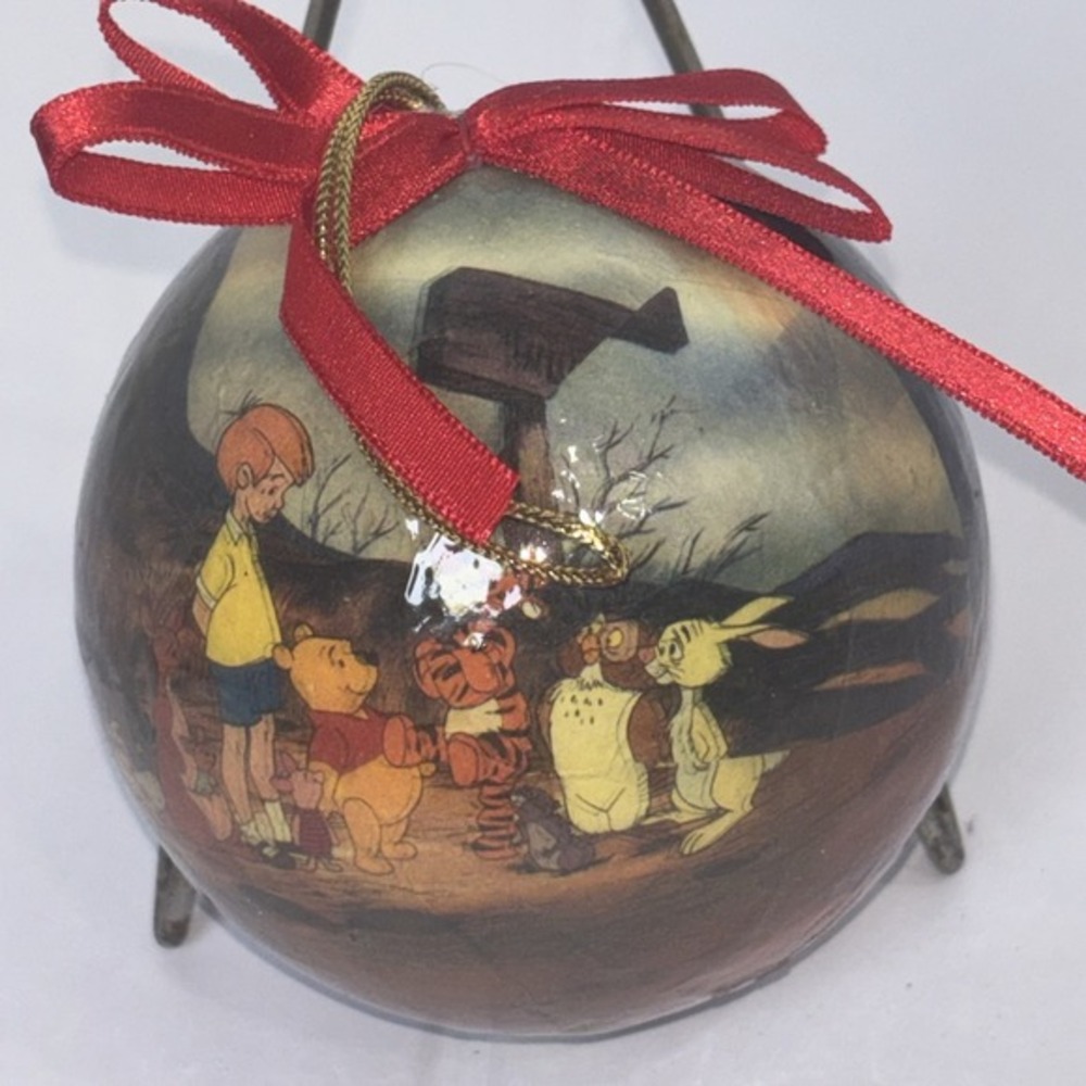 Vintage Paper Mache Disney Winnie the Pooh‎ Friends Christmas Ball Ornament